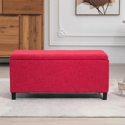 The Range Henbury Fabric Storage Ottoman - Red