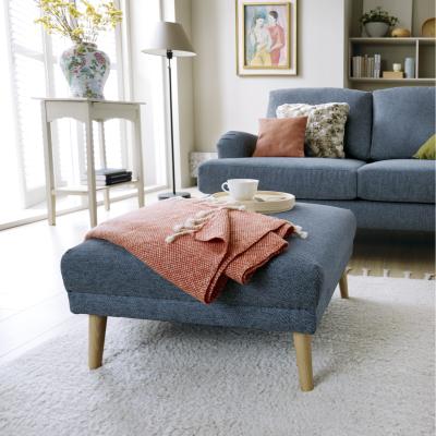 The Range Harper Footstool in Smart Chenille - Dark Blue