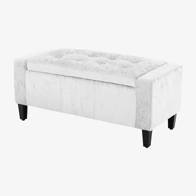 The Range Luxury Crushed Velvet Ottoman Bench Seat - White