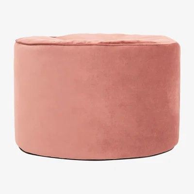 The Range Round Velvet Footstool - Red