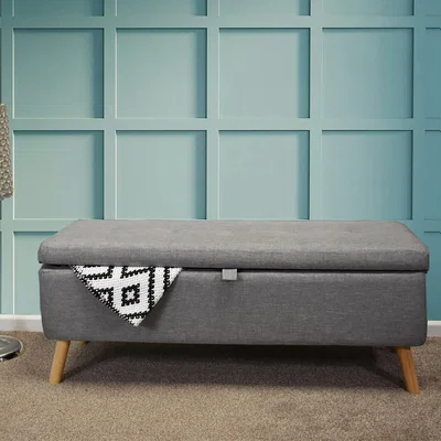 The Range Modern Hinged Seat Ottoman Bench - Grey