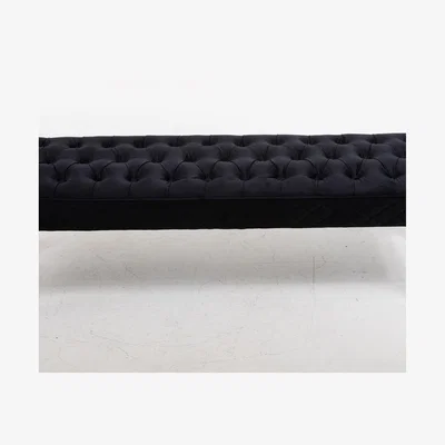 The Range Precious Velvet Bench Footstool - Black