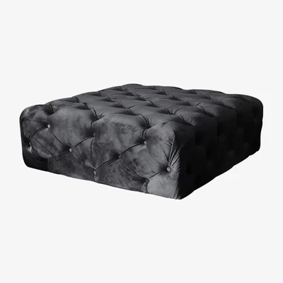 The Range Chesterfield Block Coffee Table Footstool Ottoman - Black