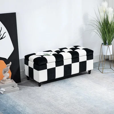 The Range Storage Ottoman with Lid - White, Black