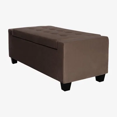 The Range Velvet Storage Bench Ottoman - Brown
