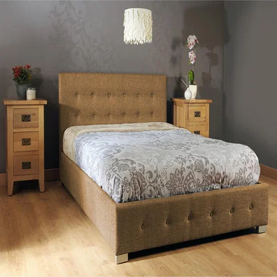 The Range Mocha Fabric Ottoman Storage Gaslift Bedframe - Double