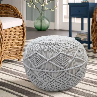The Range Crochet Footstool - Grey