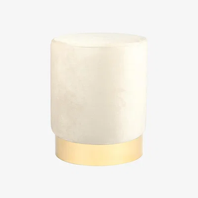 The Range Round Velvet Footstool - H36 x D29cm - Neutral