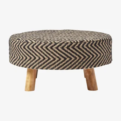 The Range Black Natural Diamond Jute Footstool - Black and Natural