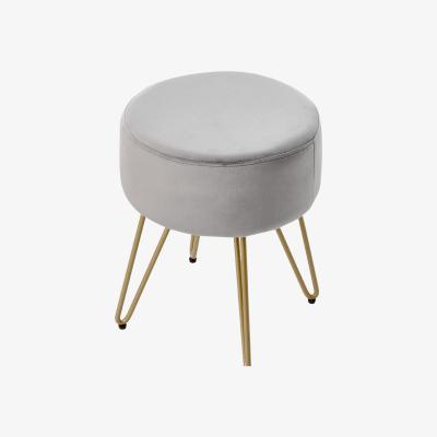The Range Velvet Soft Round Footrest  - Grey