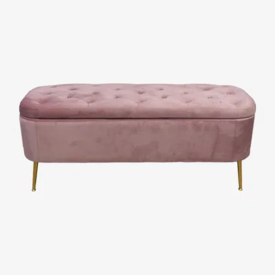 The Range Pink Velvet Ottoman Bench - Pink