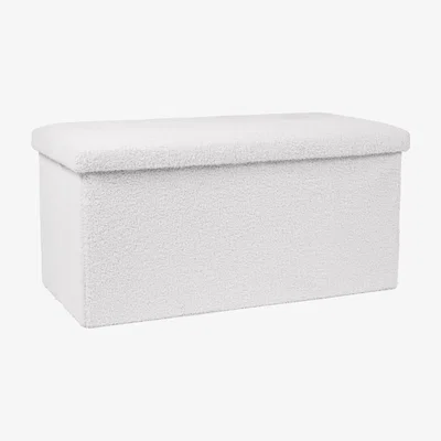 The Range Boucle Ottoman Storage Box - White