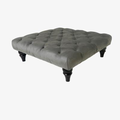 The Range Velvet Tufted Square Upholstered Footstool - Silver