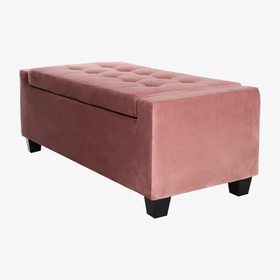 The Range Velvet Storage Bench Ottoman - Pink