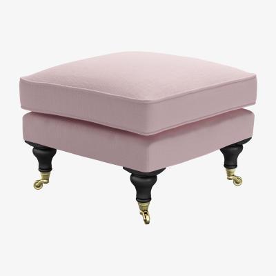 Sofa.com Bluebell Small Square Footstool in Powder Pink Brushed Linen Cotton - sofa.com