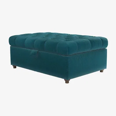 Sofa.com Valentin Medium Rectangular Storage Footstool in Deep Turquoise Cotton Matt Velvet - sofa.com