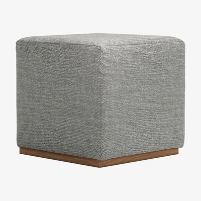 Sofa.com Hugo Small Square Footstool in Grey Marl Highland Tweed - sofa.com