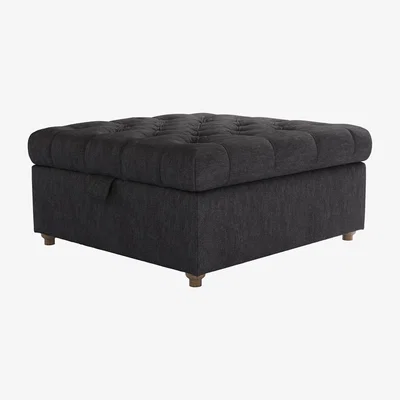 Sofa.com Valentin Medium Square Storage Footstool in Cadet Soft Chenille - sofa.com