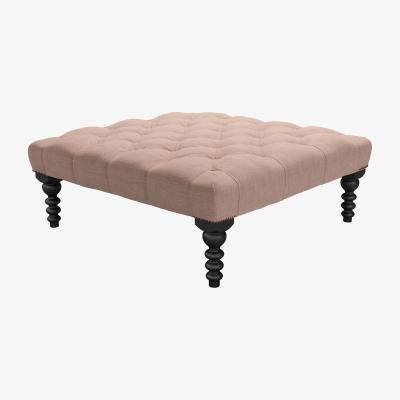Sofa.com Valentin Large Square Footstool in Blush Pure Belgian Linen - sofa.com