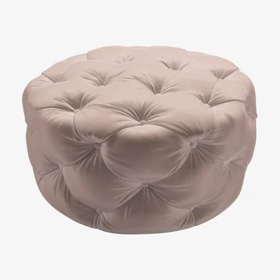Sofa.com Georgette Round Footstool in Orchid Cotton Matt Velvet - sofa.com