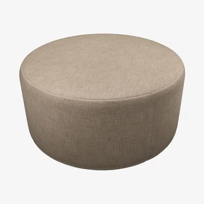Sofa.com Luna Large Round Footstool in Greige Florence Textured Weave