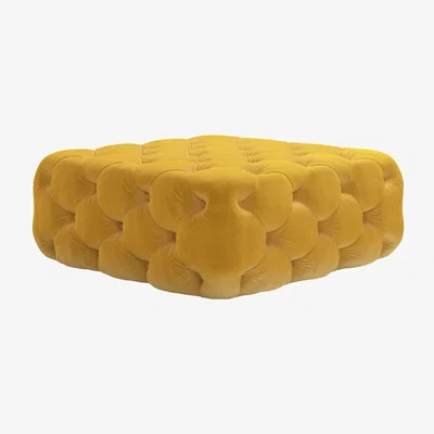 Sofa.com Georgette Medium Square Footstool in Butterscotch Cotton Matt Velvet - sofa.com
