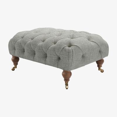 Sofa.com Humphrey Large Rectangular Footstool in Grey Marl Highland Tweed - sofa.com