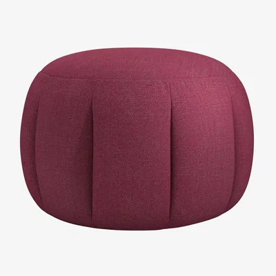 Sofa.com Harper Round Footstool in Boysenberry Brushed Linen Cotton - sofa.com