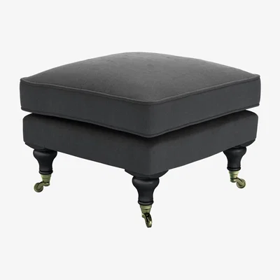 Sofa.com Bluebell Small Square Footstool in Arctic Seal Easy Cotton - sofa.com