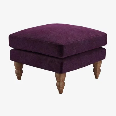 Sofa.com Perfectly Pristine Isla Small Square Footstool in Plum Smart Velvet - sofa.com