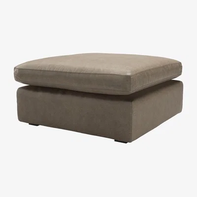 Sofa.com Long Island Slim Medium Rectangular Footstool in Pewter Grain Leather - sofa.com