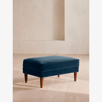 Soho Home Reya Ottoman, Velvet, Royal Blue