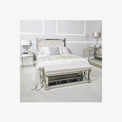 Teddy Beau Deco Home Athens Gold Mirrored Upholstered Bed End Bench With A Velvet Seat