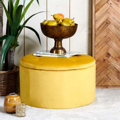 Woods Furniture Ruby Storage Ottoman - Mustard Velvet
