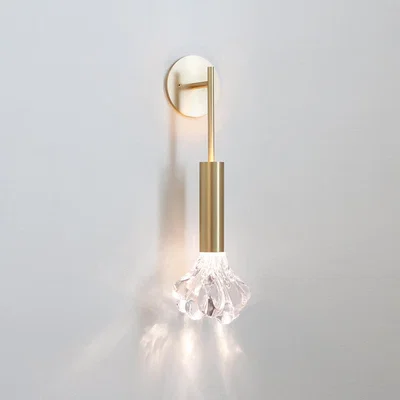 Amara SkLO - Dew Glass Sconce Wall Light - Clear & Brushed Brass