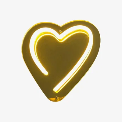 Amara Gold Mirror With Heart Neon Light