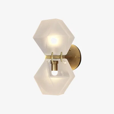 Amara Gabriel Scott - Welles Double Blown Glass Pendant - White/Satin Brass