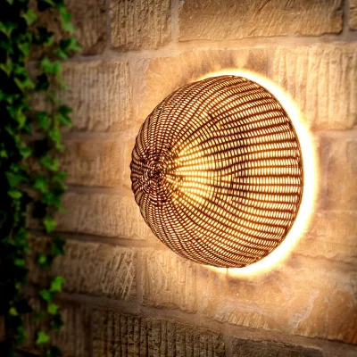Atkin & Thyme Cerchio Rechargeable Rattan Wall Light