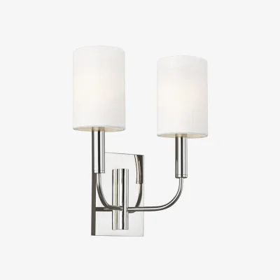 Andrew Martin Brianna Double Wall Light Nickel, Bed, Polished Nickel - Andrew Martin