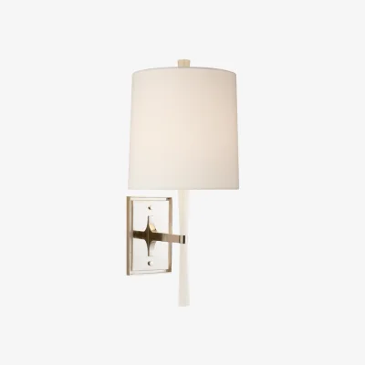 Andrew Martin Refined Rib Wall Light Nickel, Wall Light, China White & Polished Nickel - Andrew Martin