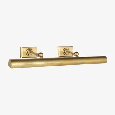 Andrew Martin Cabinet Maker's Double Picture Light Brass, Picture Light, Small, Hand-Rubbed Antique Brass - Andrew Martin