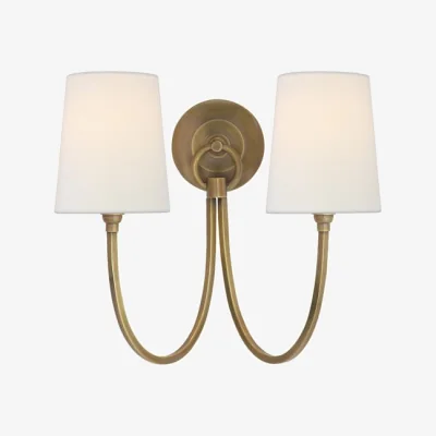 Andrew Martin Reed Double Wall Light Brass, Light, Double, Hand-Rubbed Antique Brass - Andrew Martin