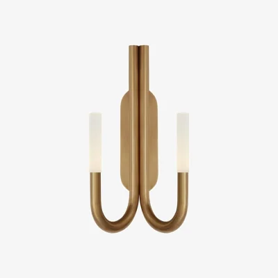 Andrew Martin Rousseau Double Wall Light Brass, Wall Light, Antique-Burnished Brass/Crystal - Andrew Martin