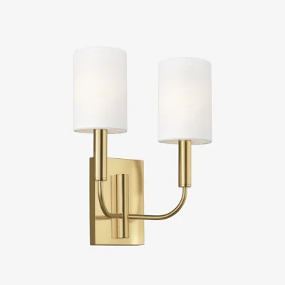 Andrew Martin Brianna Double Wall Light Brass, Wall Light, Burnished Brass - Andrew Martin