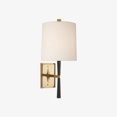 Andrew Martin Refined Rib Wall Light Brass, Wall Light, Ebony Resin & Soft Brass - Andrew Martin