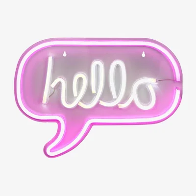 BHS.com Glow Hello Neon Wall Light, Pink
