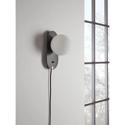 Cox and Cox Frosted Globe & Black Wall Light