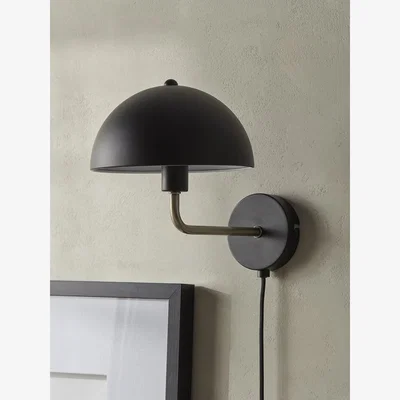 Cox and Cox Metal Dome Wall Light - Black
