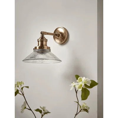 Cox and Cox Antique Fluted Glass Wall Light - Brass