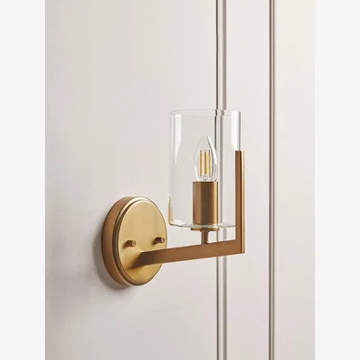 Cox and Cox Column Glass & Brass Wall Light